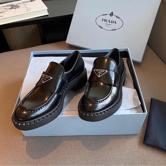 Prada Shoes - Prada Women's Black Glossy Loafers